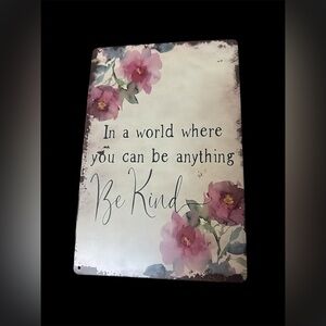 Floral Inspirational Metal Plate Wall Sign NIP